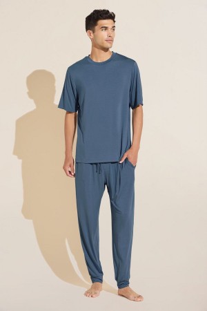 Blue Men Eberjey Henry TENCEL™ Modal Short Sleeve & Pant PJ Set Pajamas | NWL2652QU