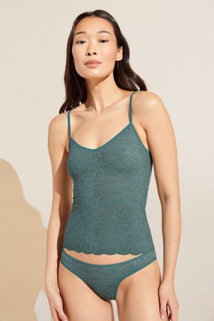 Green Women Eberjey Soft Stretch Recycled Lace Cami Tank Top | QVO7683OK