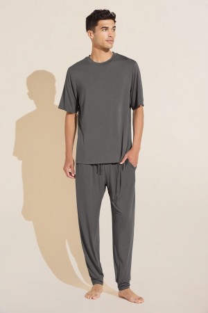 Grey Men Eberjey Henry TENCEL™ Modal Short Sleeve & Pant PJ Set Pajamas | ZOZ8545CV