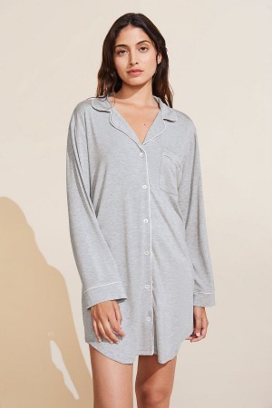 Grey Pink Women Eberjey Gisele TENCEL Modal Sleepshirt Pajamas | QDU8624XN