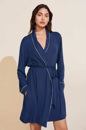 Navy White Women Eberjey Gisele TENCEL™ Modal Robe | XJT4517BO