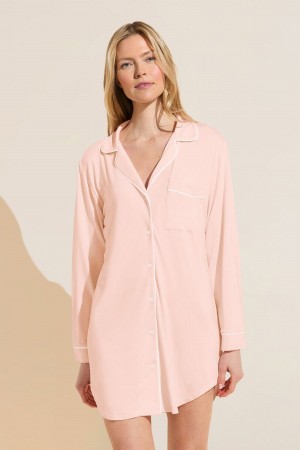 Pink White Women Eberjey Gisele TENCEL™ Modal Sleepshirt Pajamas | EWU2025TB