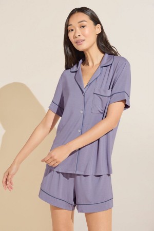 Purple Blue Women Eberjey Gisele TENCEL™ Modal Relaxed Short PJ Set Pajamas | NRZ2223OK