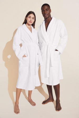 White Women Eberjey Terry Gender Neutral Robe | AYH6372GC