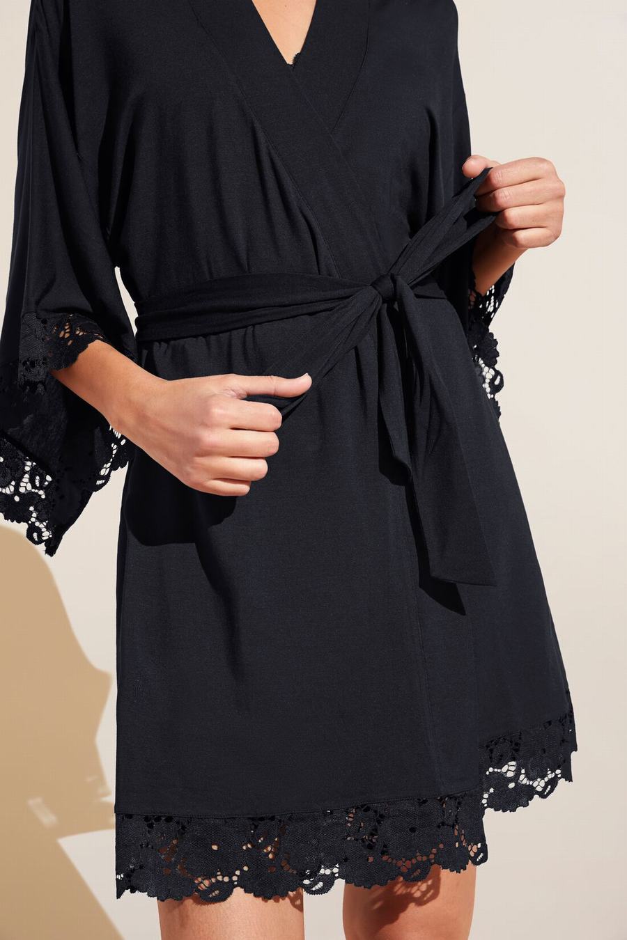 Black Women Eberjey Naya TENCEL Modal Robe | QMD5729CB