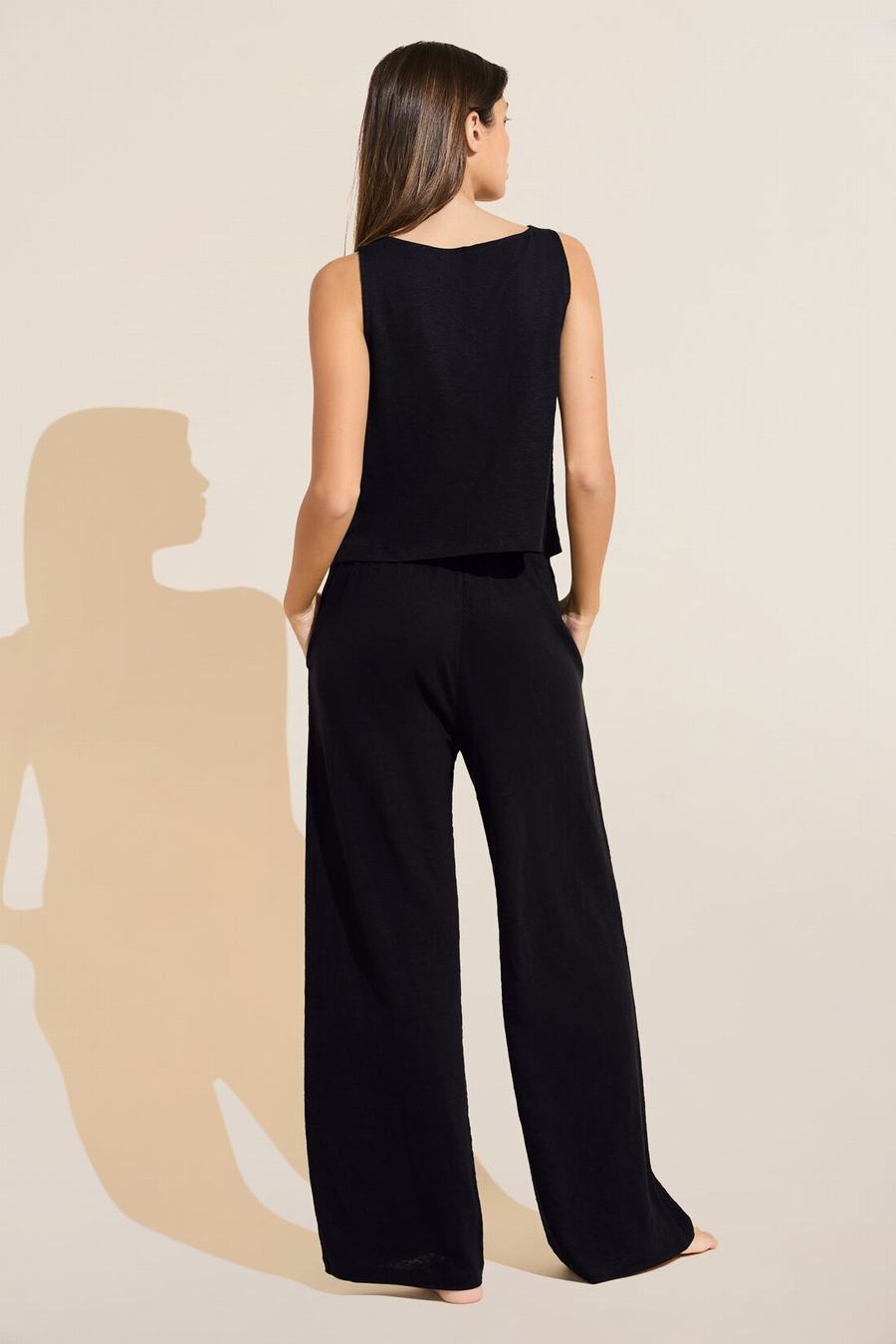 Black Women Eberjey Organic Linen Knit High Waisted Pants | TNR8292XT