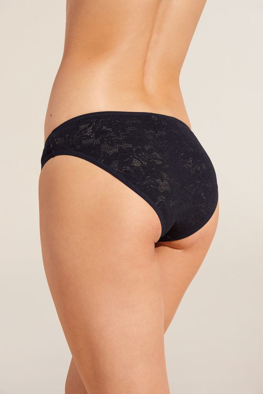 Black Women Eberjey Soft Stretch Recycled Lace High Leg Briefs | NHN6967XZ