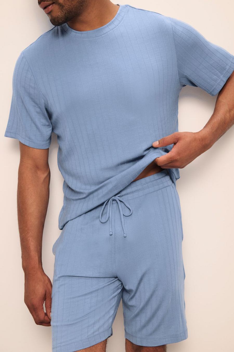 Blue Men Eberjey Henry TENCEL™ Modal Rib Short PJ Set Pajamas | OLA8525CL