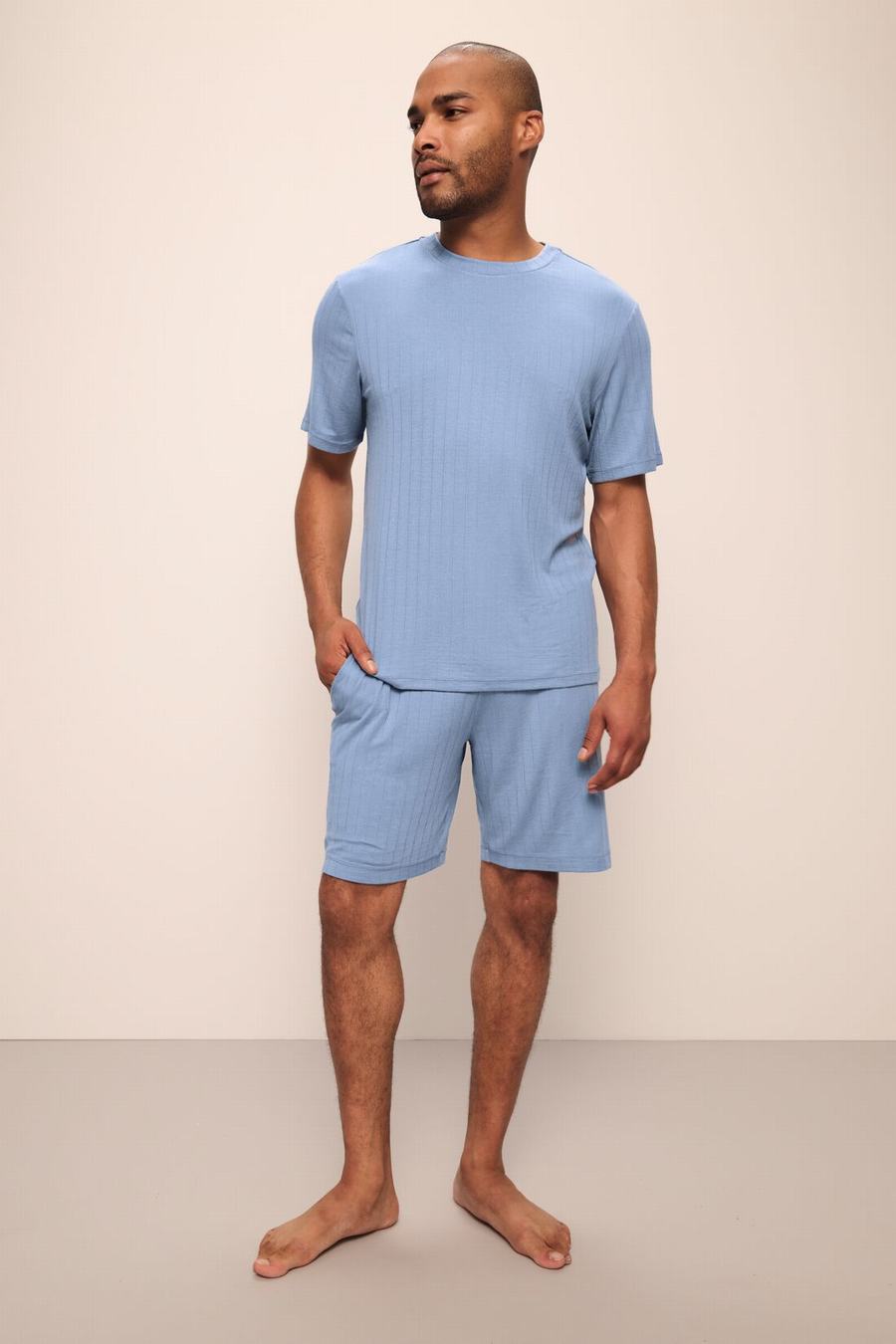 Blue Men Eberjey Henry TENCEL™ Modal Rib Short PJ Set Pajamas | OLA8525CL