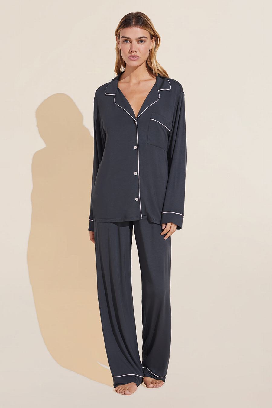 Deep Grey Pink Women Eberjey Gisele TENCEL™ Modal Long PJ Set Pajamas | EXA9188RQ