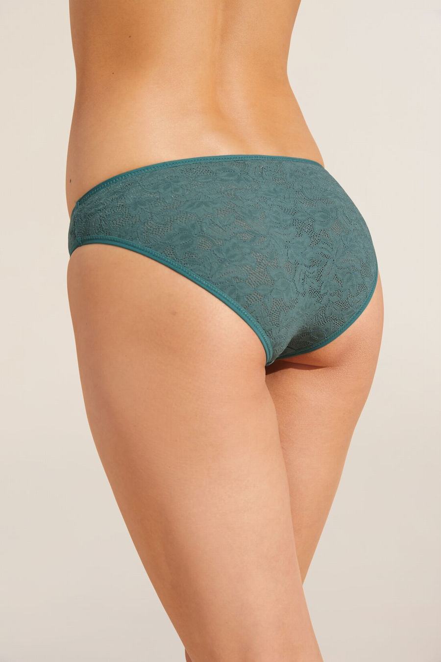 Green Women Eberjey Soft Stretch Recycled Lace High Leg Briefs | OIR5760RM