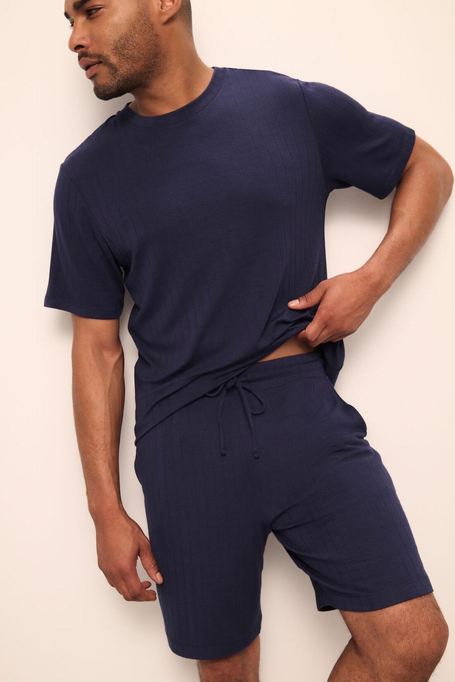 Navy Men Eberjey Henry TENCEL™ Modal Rib Short PJ Set Pajamas | DGB8265QY