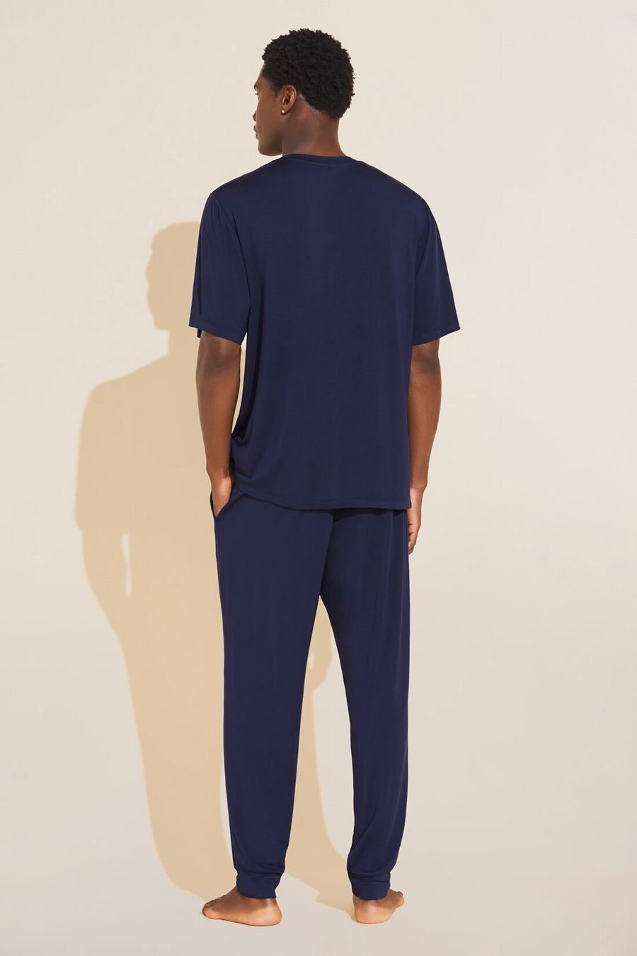 Navy Men Eberjey Henry TENCEL™ Modal Short Sleeve & Pant PJ Set Pajamas | VMO5891AM