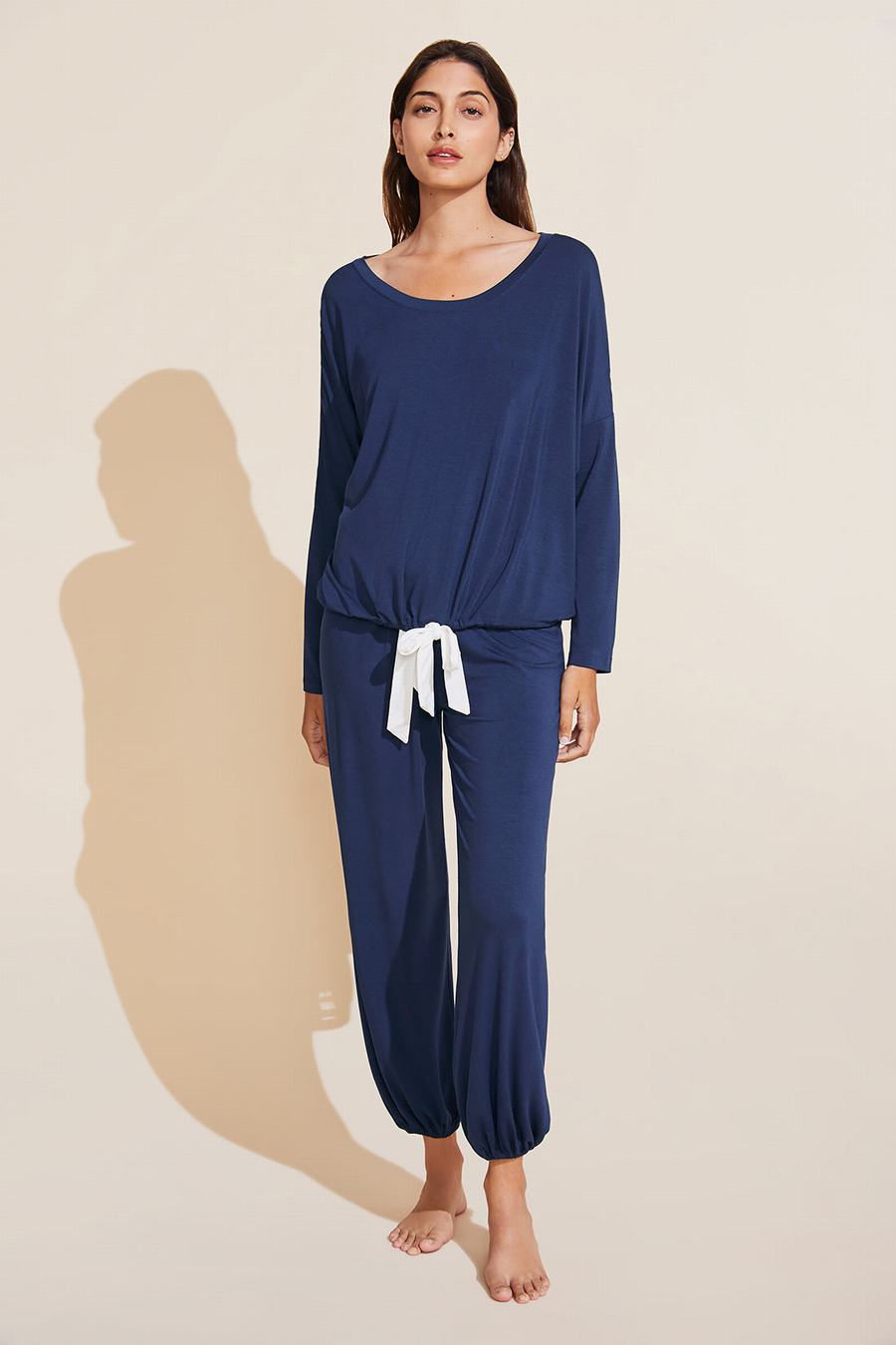 Navy White Women Eberjey Gisele TENCEL™ Modal Slouchy PJ Set Pajamas | VON3432RI