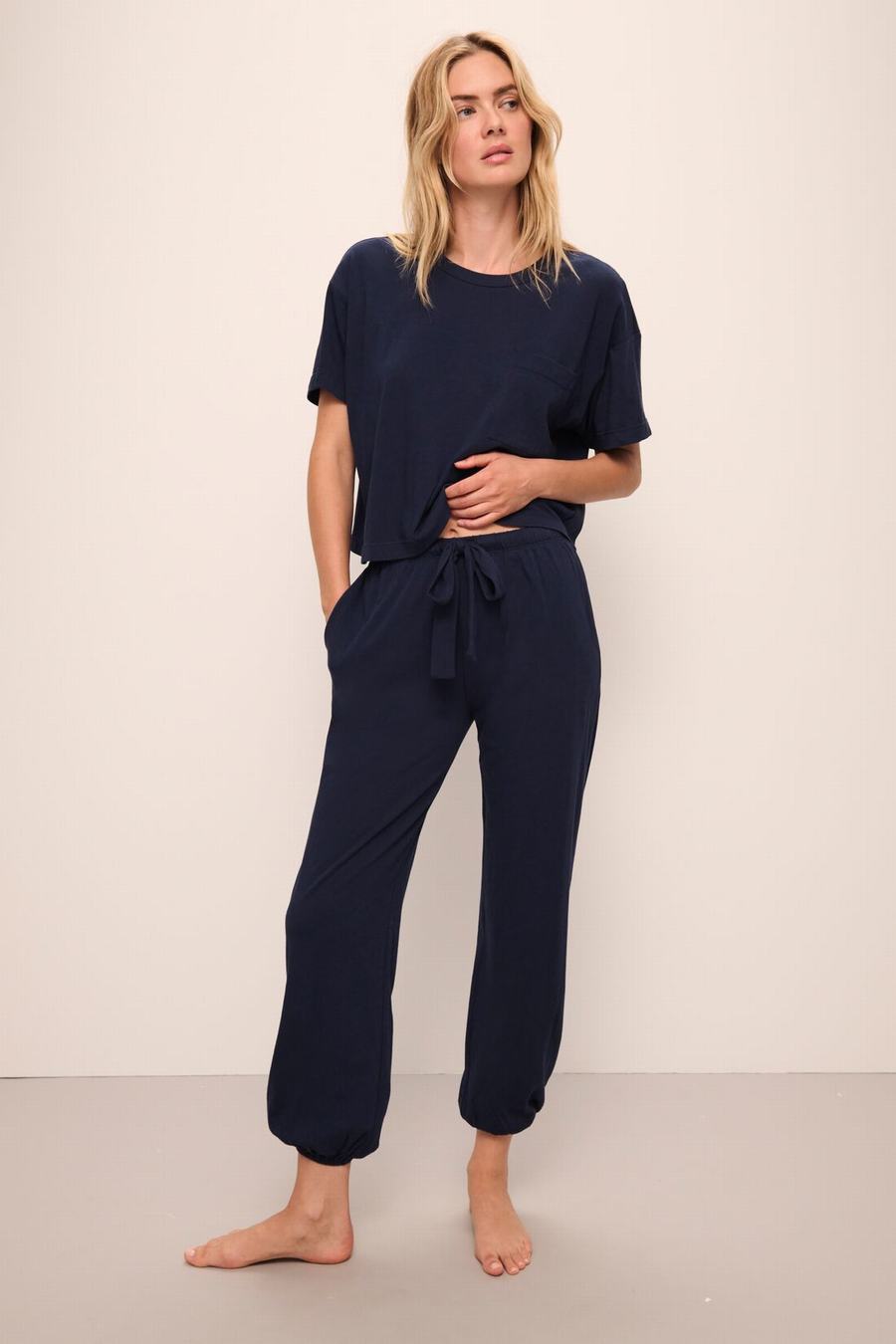 Navy Women Eberjey Aloe Cotton Pants | CDB6270JL