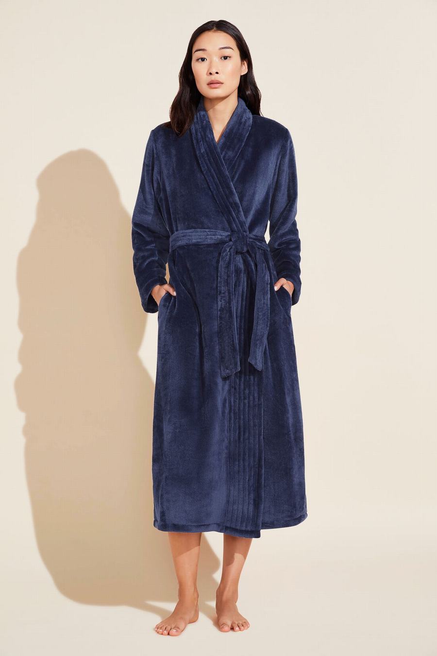 Navy Women Eberjey Chalet Recycled Plush Robe | PJY8361YV