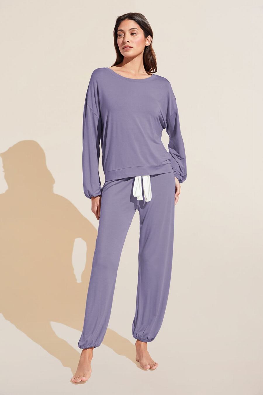 Purple White Women Eberjey Gisele TENCEL™ Modal Effortless PJ Set Pajamas | PLD927QF