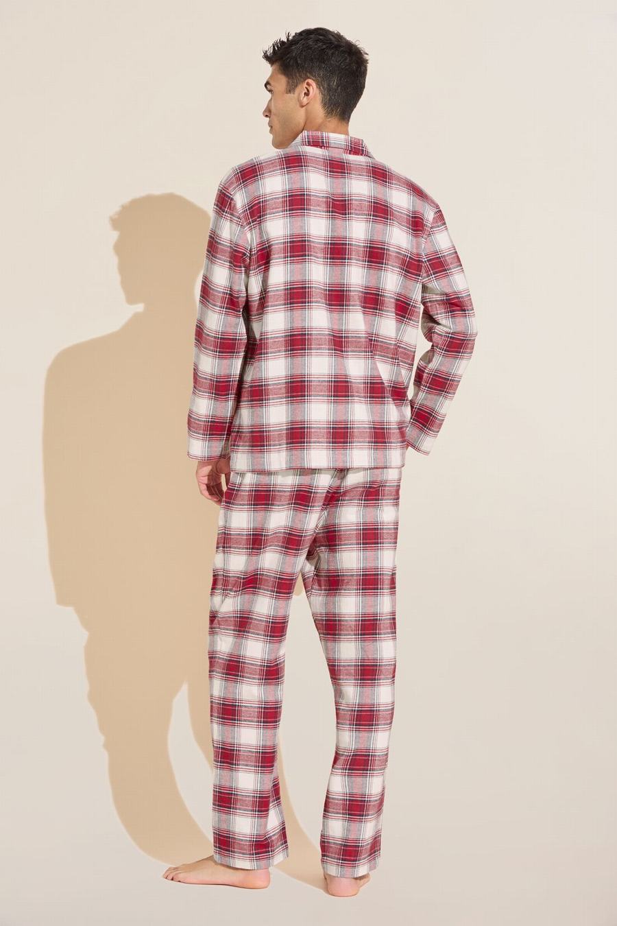 Red White Men Eberjey Flannel Long PJ Set Pajamas | ZZV5383AF