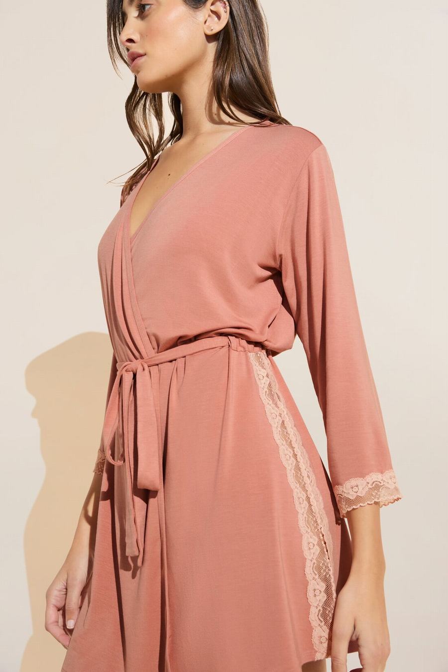 Rose Pink Women Eberjey Flora TENCEL™ Modal 3/4 Sleeve Robe | HJN7012WX