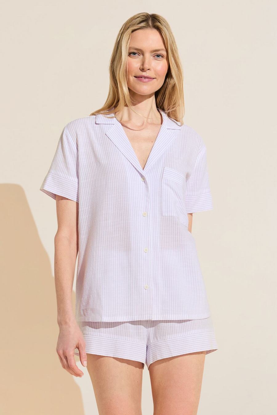 White Purple Women Eberjey Nautico Shortie Short PJ Set Pajamas | YAW8693II