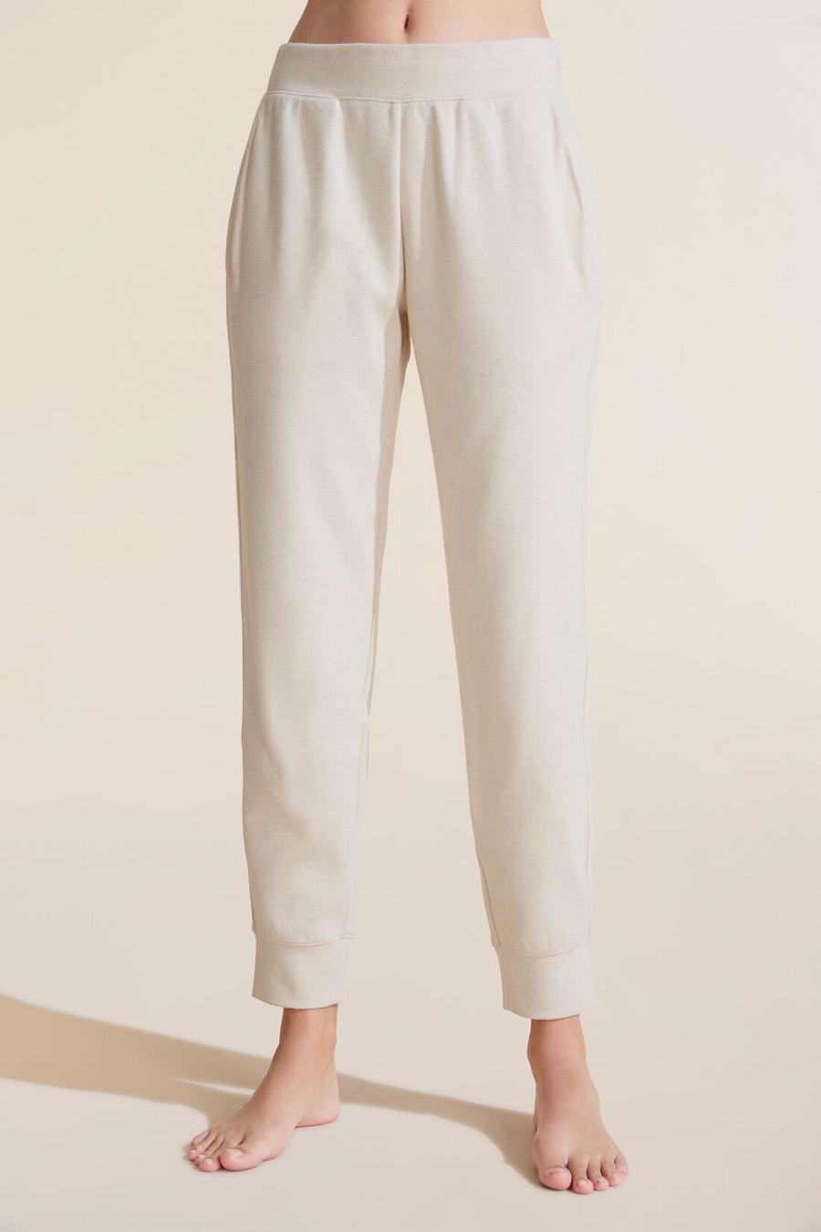 White Women Eberjey Luxe Sweats Jogger Sweatpants | LLE4963KS